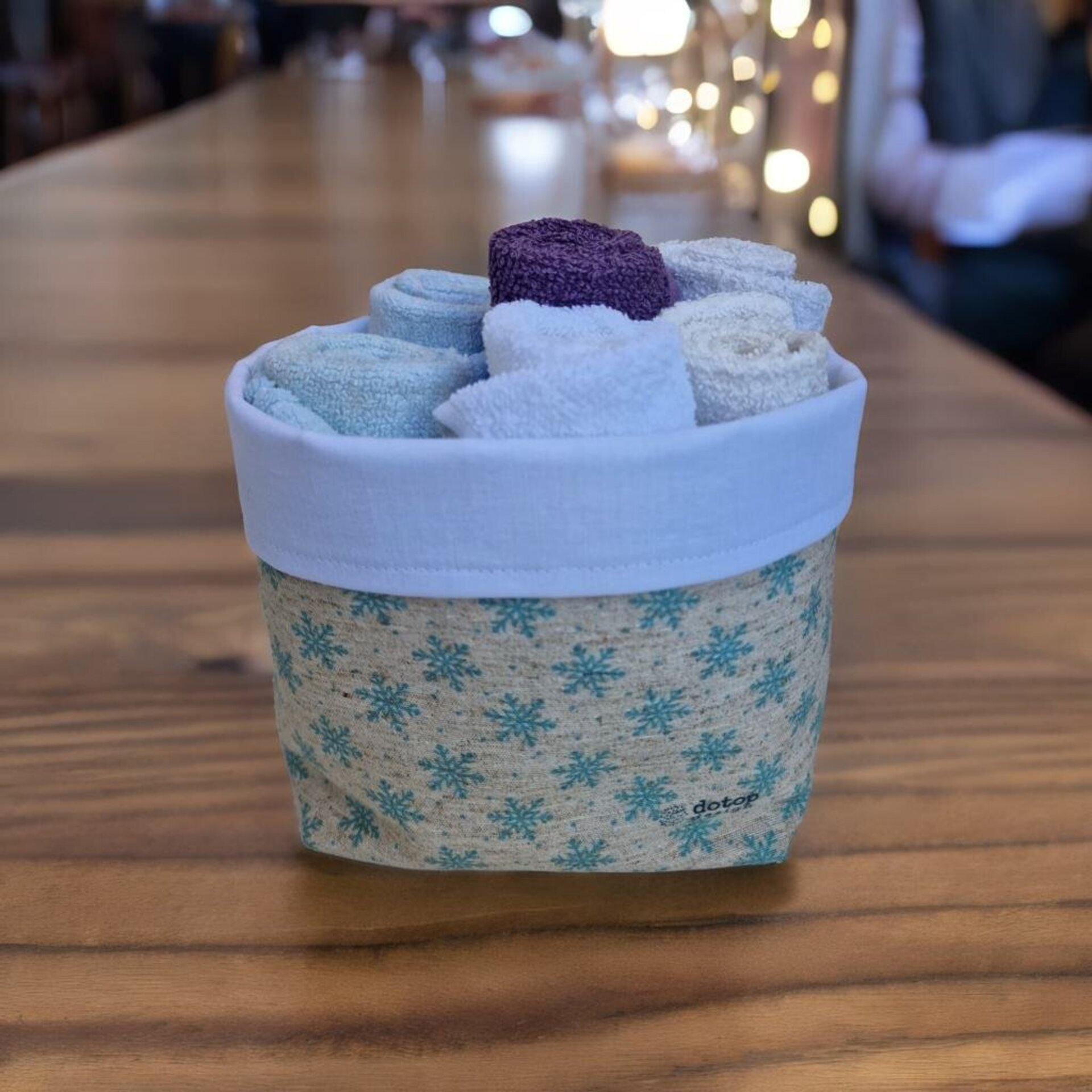 Cesta de tela "Copos de nieve" - 3